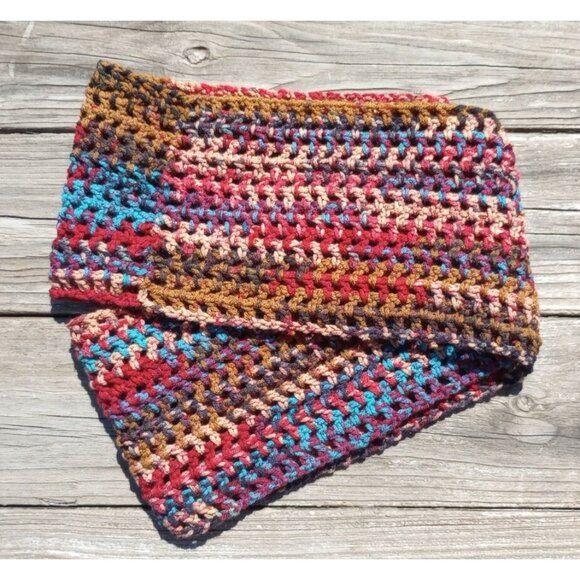 Men's Hipster Infinity Scarf Cowl Handmade Dakota Camo Brown Red Blue Boho OS - Picture 6 of 8